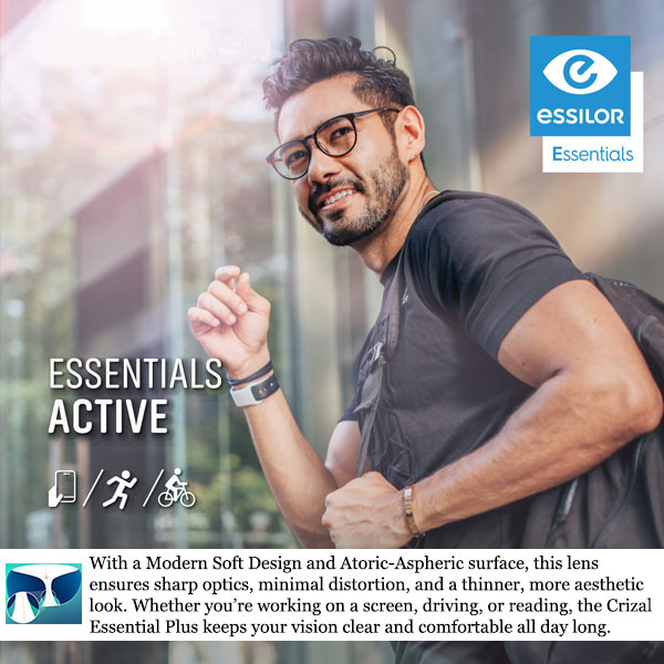 Essilor Crizal Essential Plus Digital Progressive Lens (Active Plus)