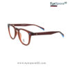 Order premium matte dark wine spectacles featuring high-contrast blue temple grips.