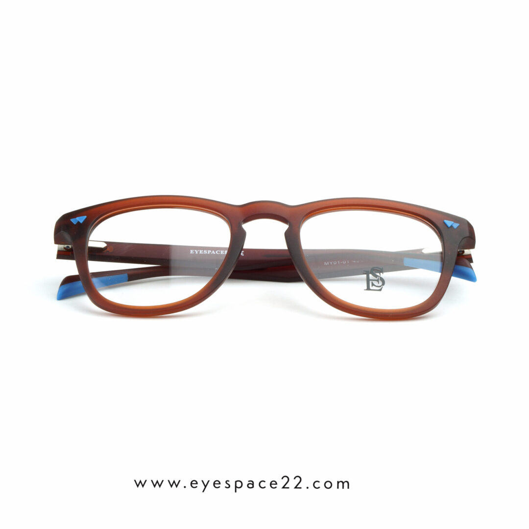 Get the best deal on exclusive matte maroon spectacles with vibrant blue accents.